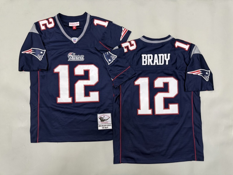 Men 2025 New England Patriots #12 Brady Blue Throwback Limited NFL Jersey style 001->new england patriots->NFL Jersey